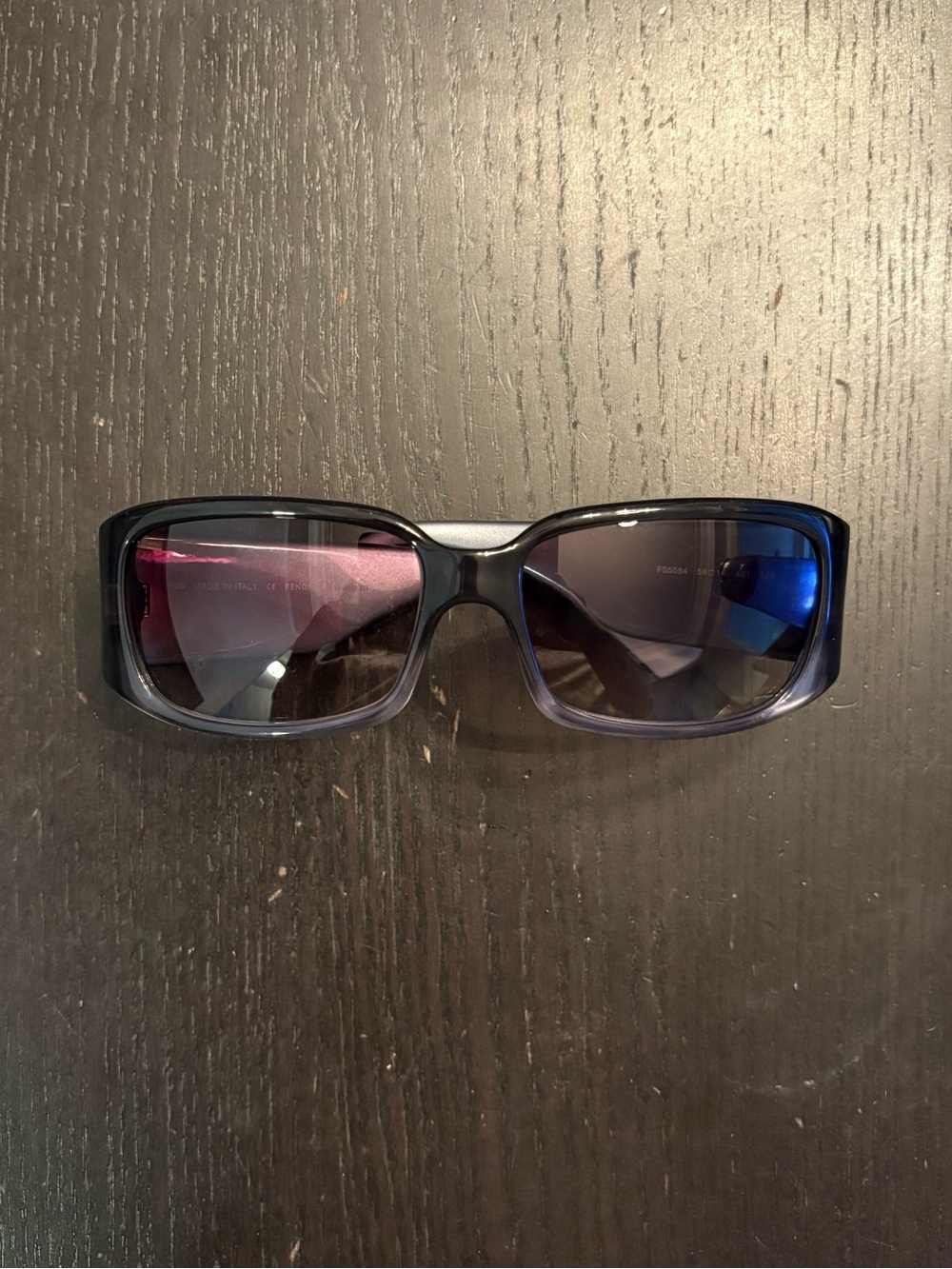 Vintage Fendi FS5084 Rectangular Black Gray Gradient Frame Sunglasses